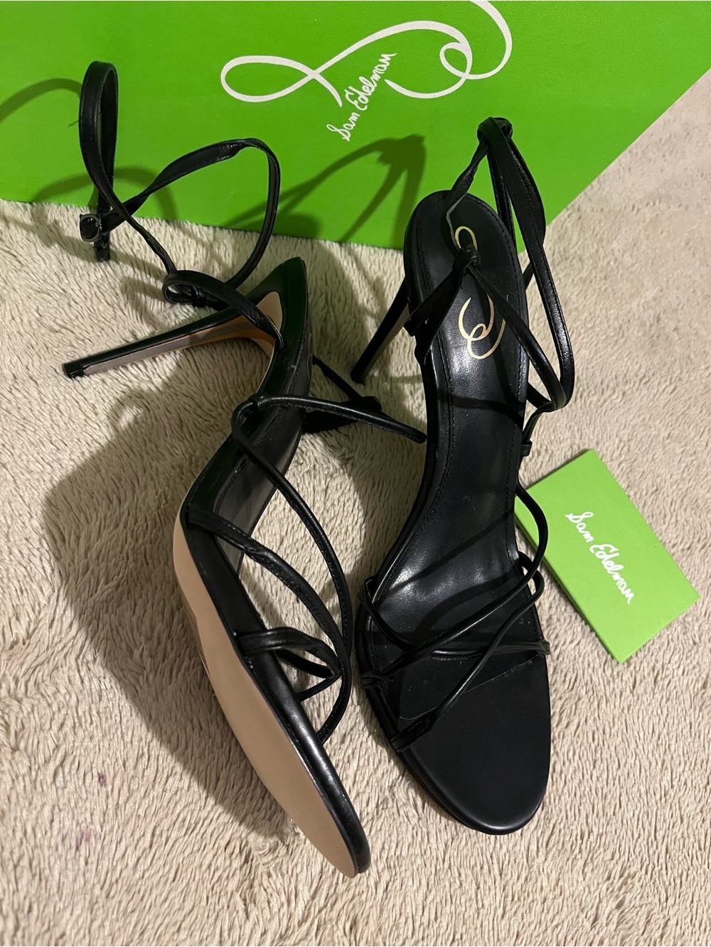 Sam Edelman Sareena black leather high heels sandals